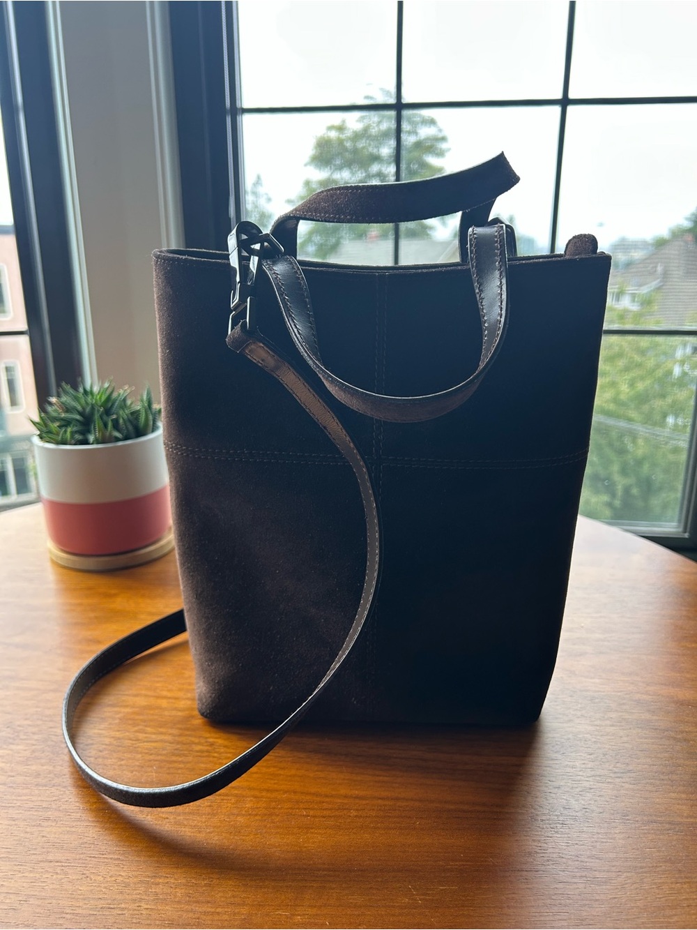 Gucci Sylvie Brown Suede Mini Tote Bag